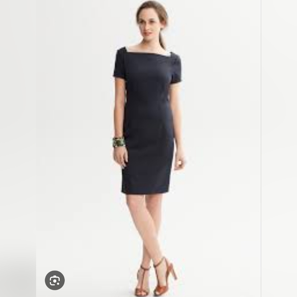 Banana Republic Ponte Knit Square-Neck Sheath Dress, Size 00P